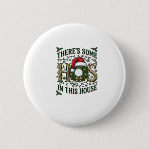 Hos House Christmas Wreath Santa Hat Lights Button