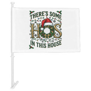 Hos House Christmas Wreath Santa Hat Lights Car Flag