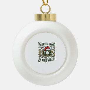 Hos House Christmas Wreath Santa Hat Lights Ceramic Ball Christmas Ornament