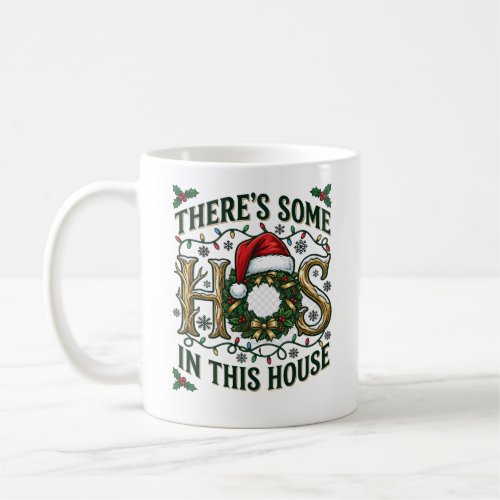 Hos House Christmas Wreath Santa Hat Lights Coffee Mug
