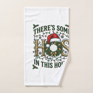 Hos House Christmas Wreath Santa Hat Lights Hand Towel