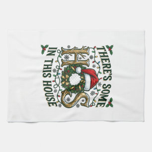 Hos House Christmas Wreath Santa Hat Lights Kitchen Towel