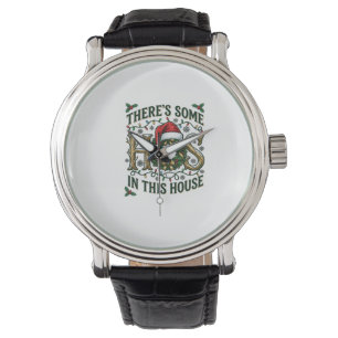 Hos House Christmas Wreath Santa Hat Lights Watch