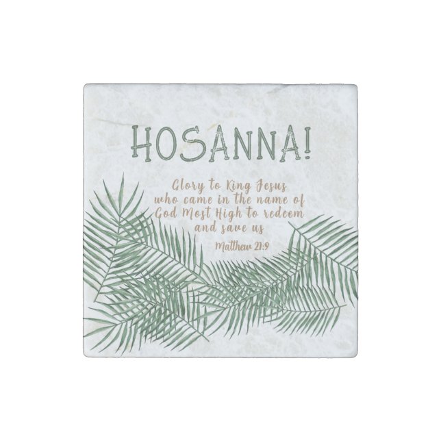 HOSANNA Elegant Easter Palm Sunday Stone Magnet (Front)
