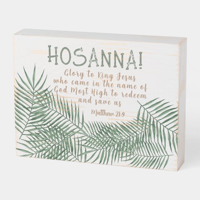 HOSANNA Palm Sunday Wood Box Sign (Angled Horizontal)