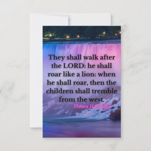 Hosea 11:10 KJV Bible Verse Pic Flat Greeting Card (Front)