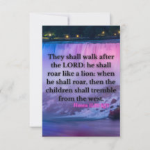 Hosea 11:10 KJV Bible Verse Pic Flat Greeting Card