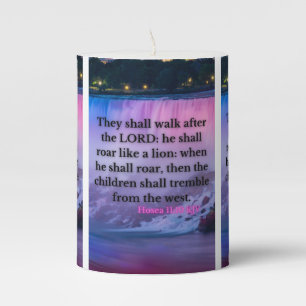Hosea 11:10 KJV Bible Verse Pic Pillar Candle