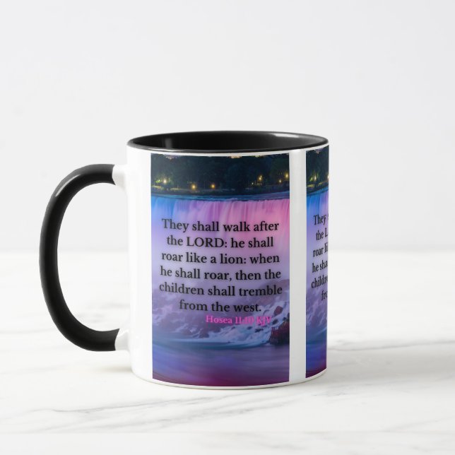 Hosea 11:10 KJV Bible Verse Pic Two-Tone Mug (Left)