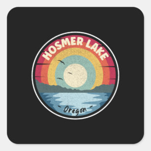 Hosmer Lake Oregon Colorful Scene Square Sticker