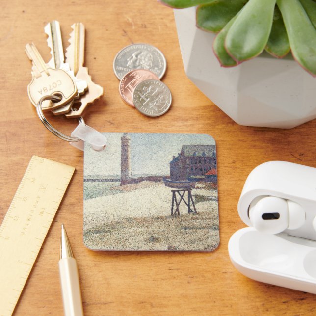 Hospice and Lighthouse, Honfleur by Georges Seurat Keychain (Desk)