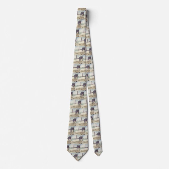 Hospice and Lighthouse, Honfleur by Georges Seurat Neck Tie (Front)