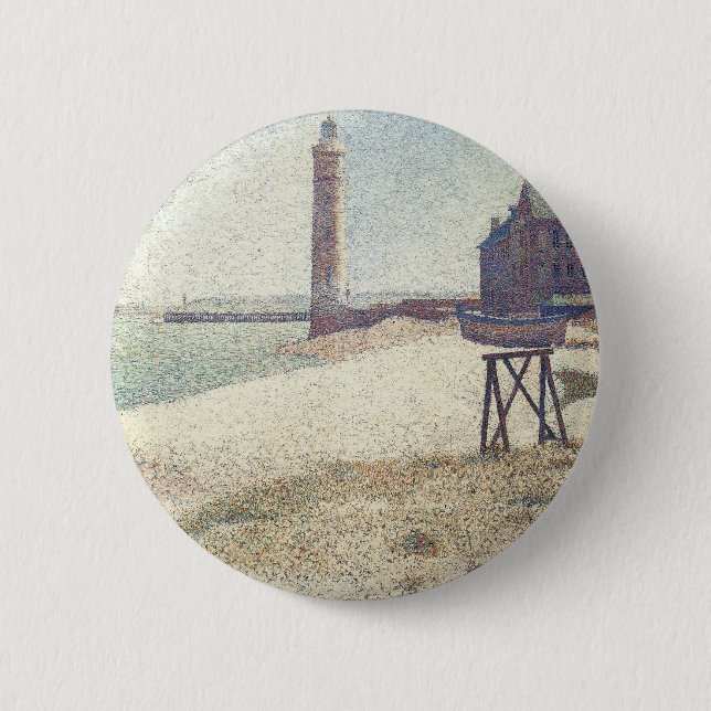 Hospice and Lighthouse, Honfleur by Georges Seurat Pinback Button (Front)