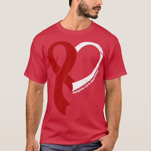 Hospice Care Awareness Hope Love Heart Ribbon Happ T_Shirt