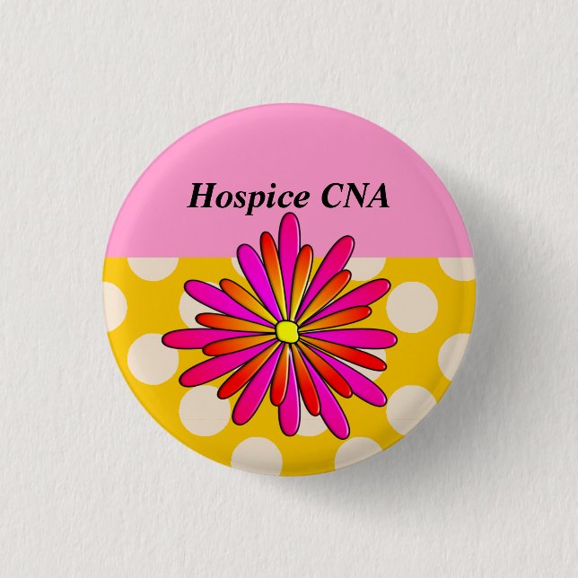 Hospice CNA Buttons Artsy and Whimsical Flower (Front)