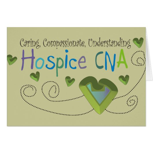 Hospice CNA Green Hearts Cards (Front Horizontal)
