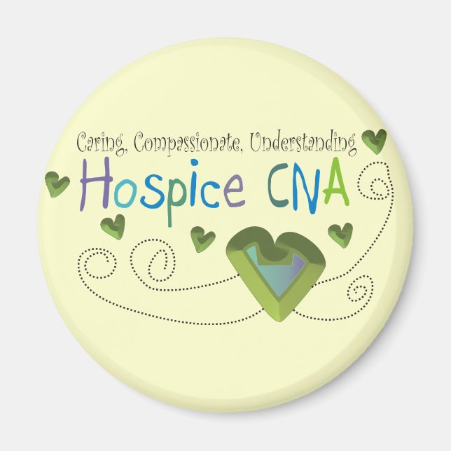 Hospice CNA Green Hearts Magnet (Front)