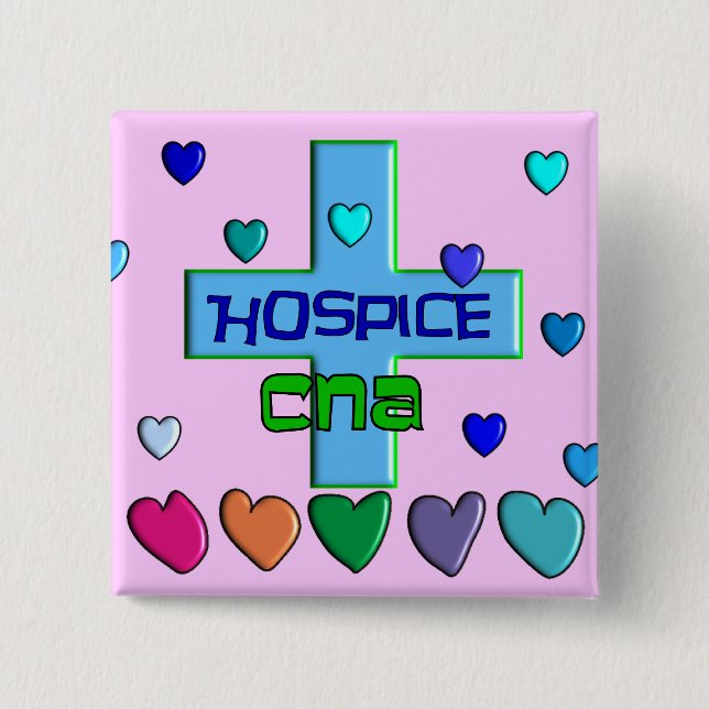 Hospice CNA Multi Hearts Design Pinback Button (Front)