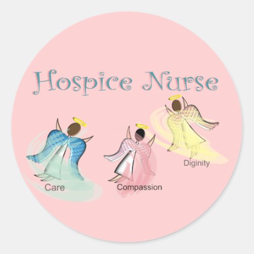 Hospice Nurse 3 Angels Design Classic Round Sticker