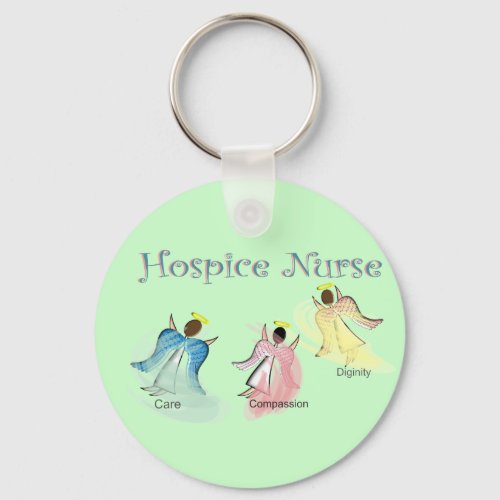 Hospice Nurse 3 Angels Design Keychain
