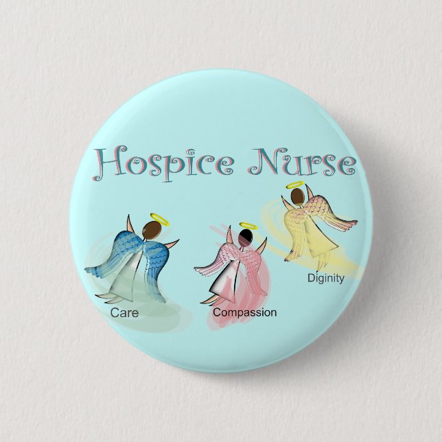Hospice Nurse 3 Angels Design Pinback Button (Front)