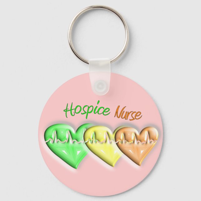Hospice Nurse 3D Hearts Keychain (Front)