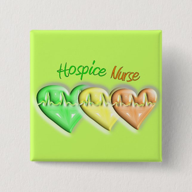 Hospice Nurse 3D Hearts Pinback Button (Front)
