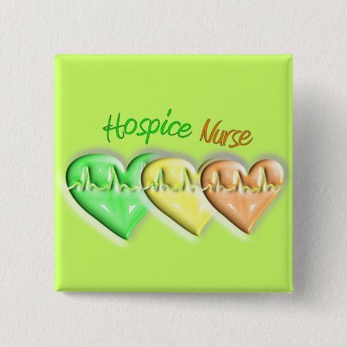 Hospice Nurse 3D Hearts Pinback Button