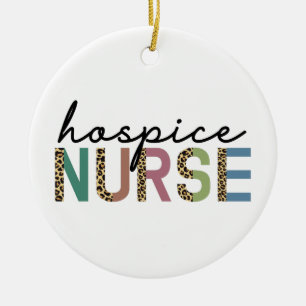 Hospice Nurse Cheetah typography Ceramic Ornament