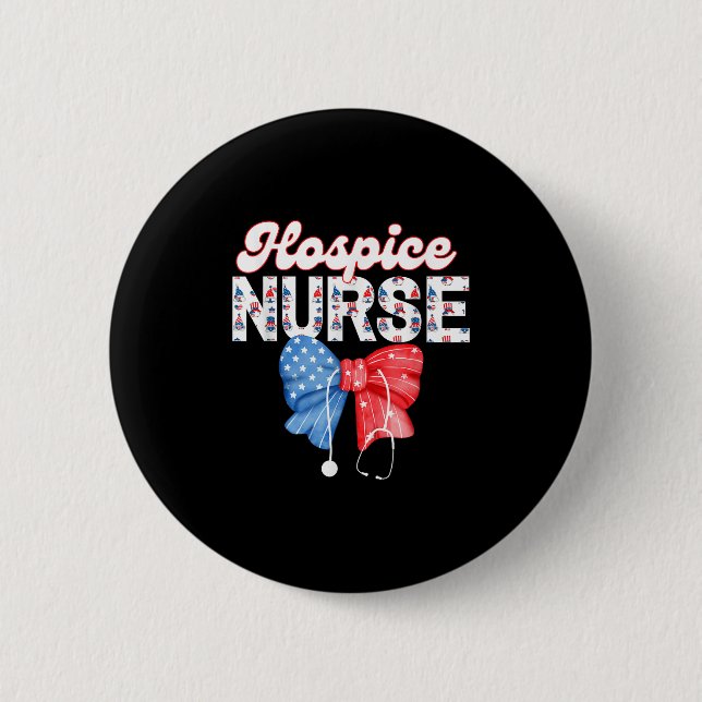 Hospice Nurse, Coquette Bow Stethoscope,4th Of Jul Button (Front)
