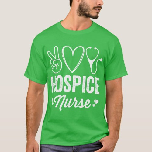 Hospice Nurse Cute Heart Stethoscope Vintage Nursi T_Shirt