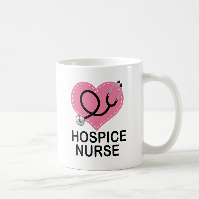 Hospice Nurse Heart Stethoscope Coffee Mug (Right)