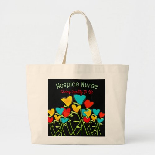 Hospice Nurse Hearts Large Tote Bag