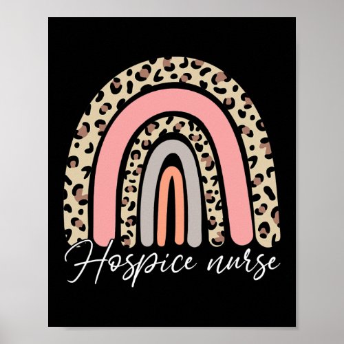 Hospice Nurse Leopard Rainbow Graduation Medical Poster