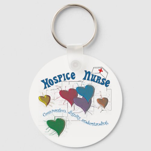 Hospice Nurse Multi Colored Hearts Keychain