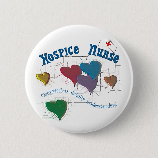 Hospice Nurse Multi Colored Hearts Pinback Button (Front)