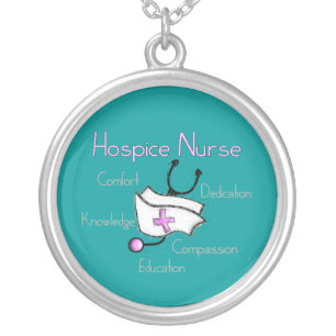 Hospice Nurse Necklace, Sterling Silver Plated Necklace