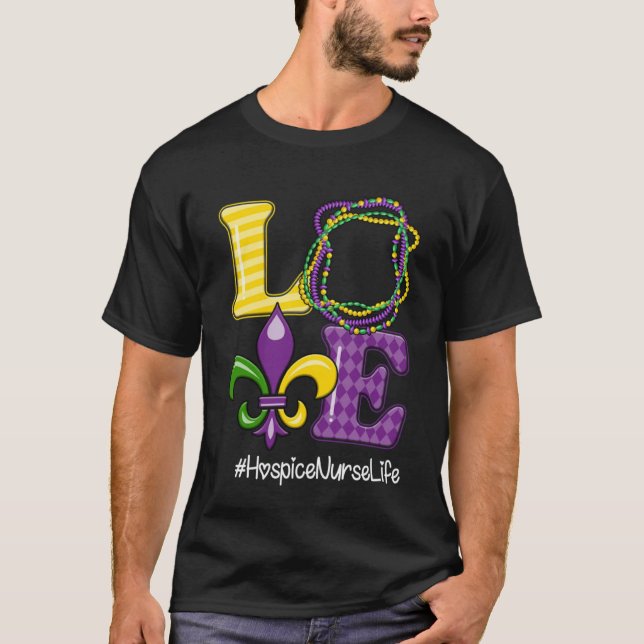 Hospice Nurse Nurse Mardi Gras Leopard Festival Pa T-Shirt (Front)