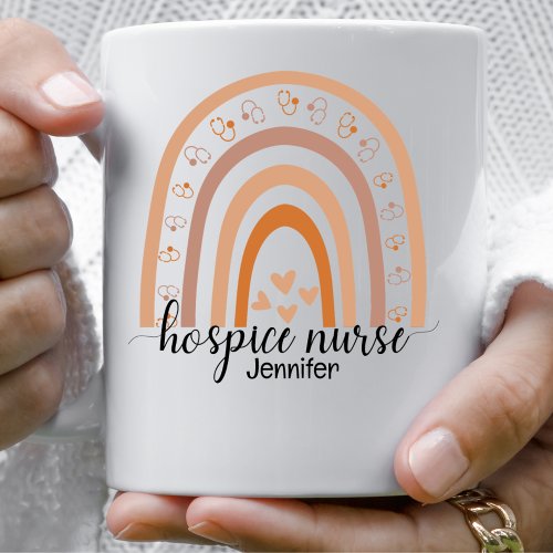 Hospice Nurse Script Rainbow Personalized   Coffee Mug