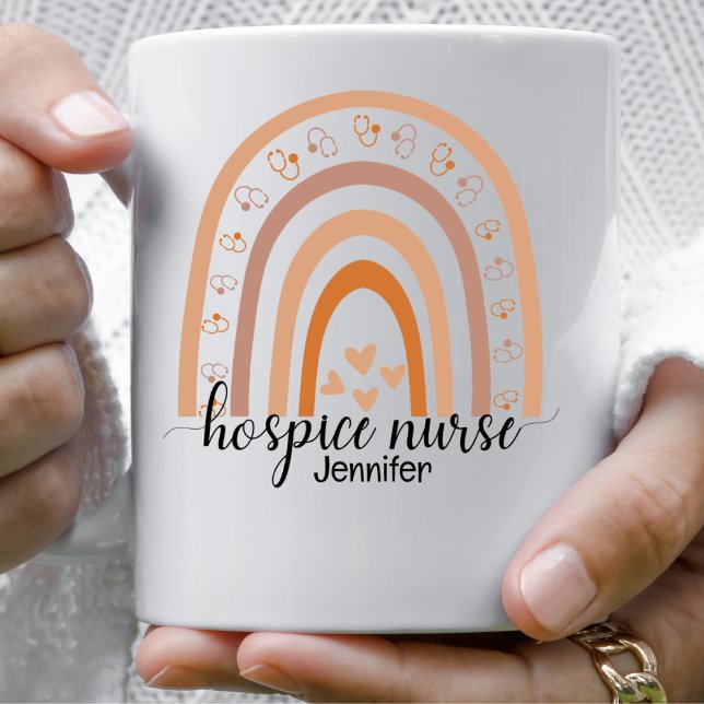 Hospice Nurse Script Rainbow Personalized   Coffee Mug (Creator Uploaded)