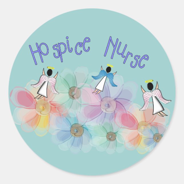 Hospice Nurse WHISPY Angels Design Classic Round Sticker (Front)
