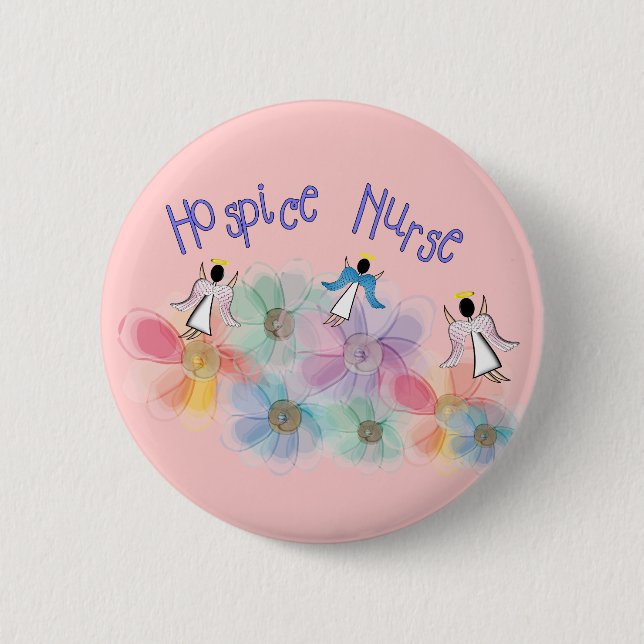 Hospice Nurse WHISPY Angels Design Pinback Button (Front)