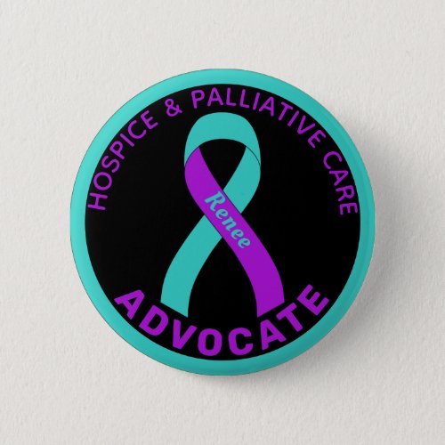 Hospice  Palliative Care Ribbon Black Button