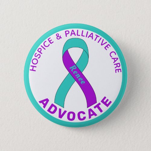 Hospice  Palliative Care Ribbon White Button