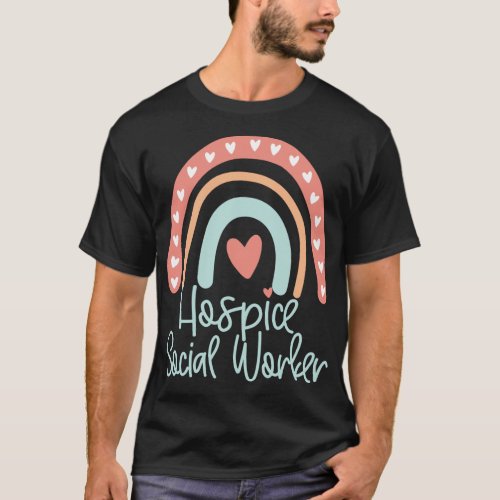 Hospice Social Worker Work Gift Boho Rainbow T_Shirt