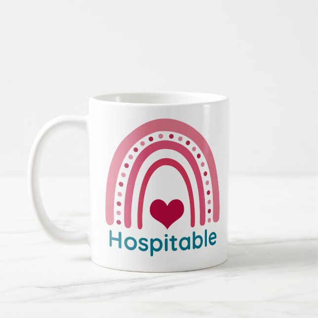 Hospitable Viva Magenta Boho Rainbow Coffee Mug (Left)