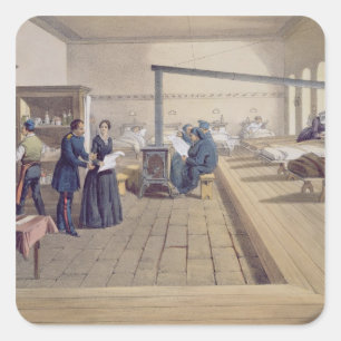 Hospital at Scutari, detail of Florence Nightingal Square Sticker
