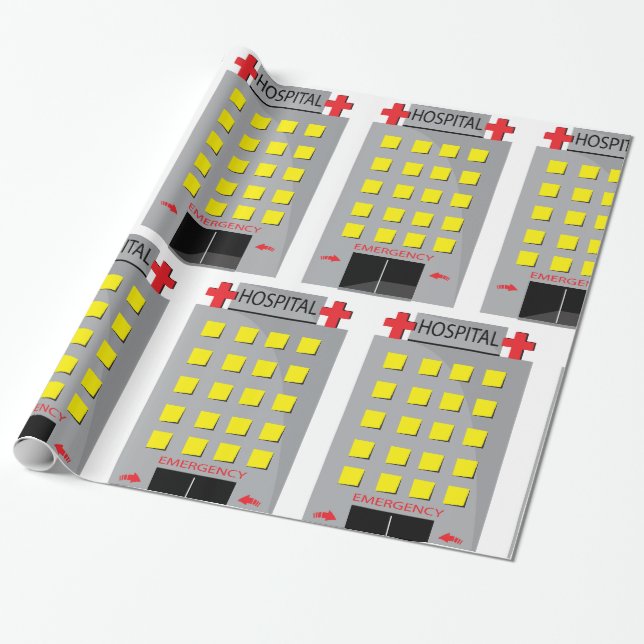 Hospital Building Emergency Entrance Wrapping Paper (Unrolled)
