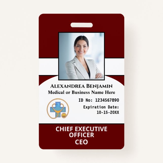 Hospital Business Employee Photo Logo ID Card  Badge (Front)