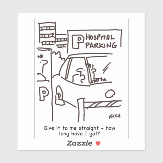 Hospital Car Parking Cartoon. Sticker (Sheet)